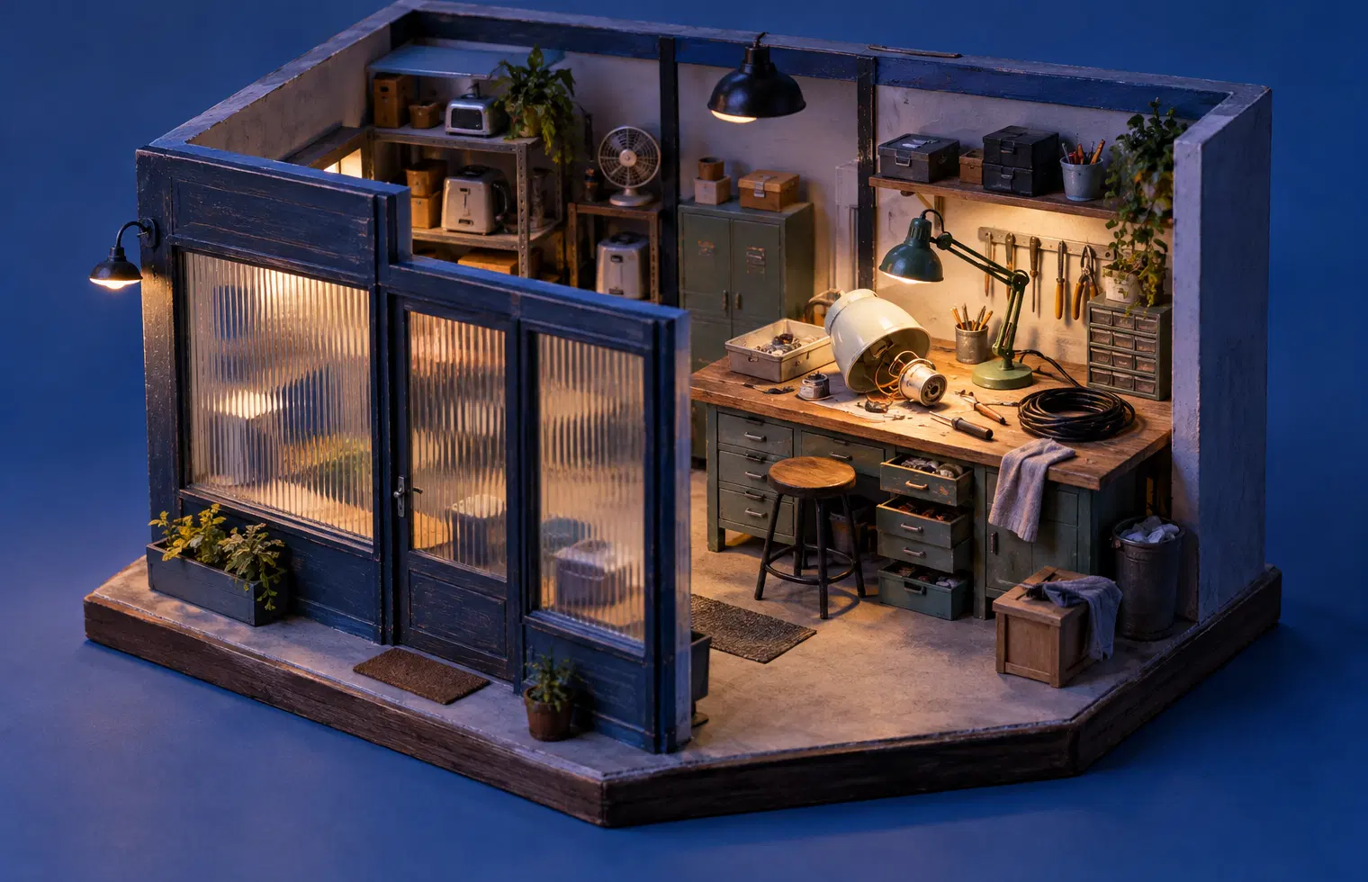 Illustration of repair businesses and their working space